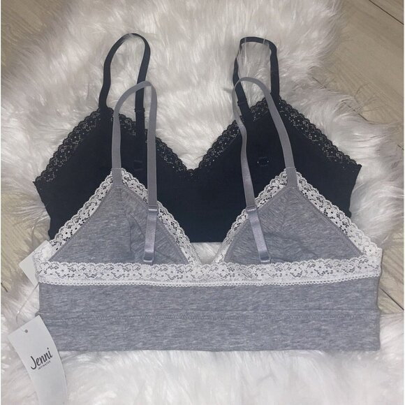 2 Jenni On Repeat Wide Lace Trim Cotton Bralettes Bras WF Womens S Small New - Picture 3 of 5
